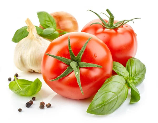Fresh vegetables and basil leaf — Stock Fotó