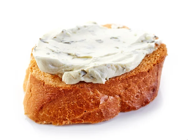Toasted bread with cream cheese — Stock Photo, Image