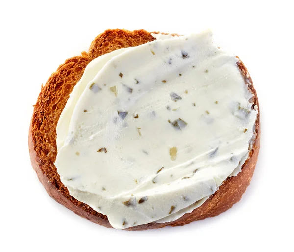 Toasted bread with cream cheese — Stock Photo, Image