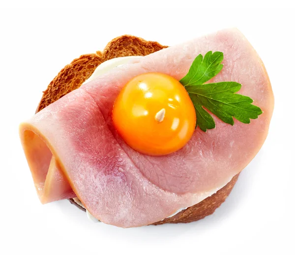 Toasted bread with ham and tomato — Stock Photo, Image