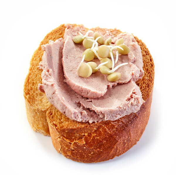 жареный хлеб с мясным паштетом
