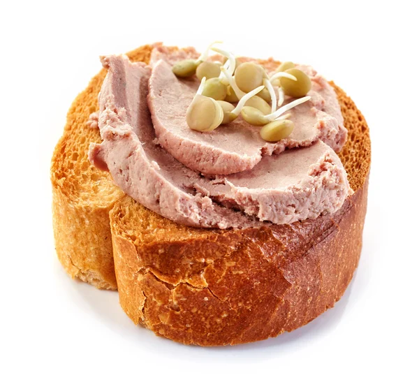 Toasted bread with meat pate — Stock Photo, Image