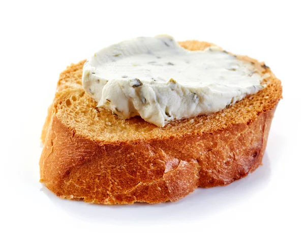 Toasted bread with cream cheese — Stock Photo, Image