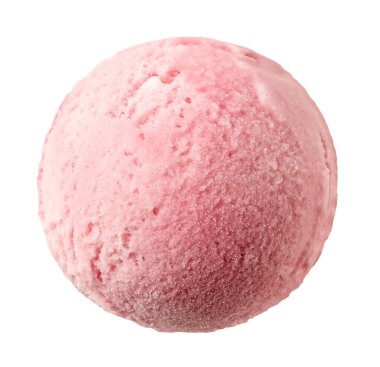 pink ice cream sorbet scoop isolated on white background