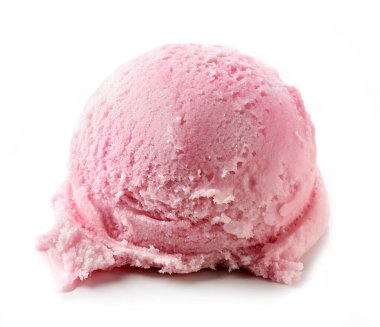 Beyaz arka plan üzerinde izole pembe dondurma kaşık