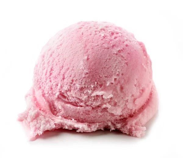 Beyaz arka plan üzerinde izole pembe dondurma kaşık