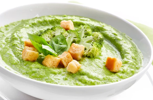 Broccoli and green peas soup — Stock Photo, Image