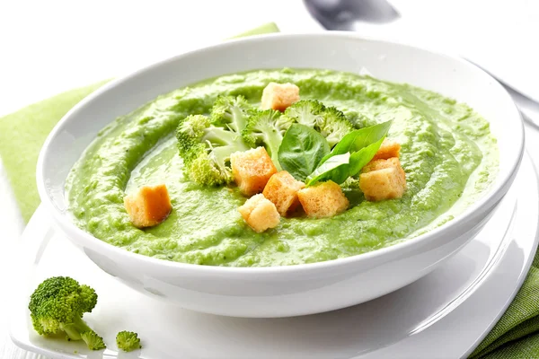 Broccoli and green peas soup — Stock Photo, Image