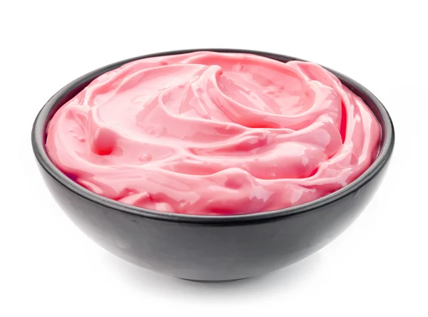 Bowl of strawberry pudding — Stock Photo, Image