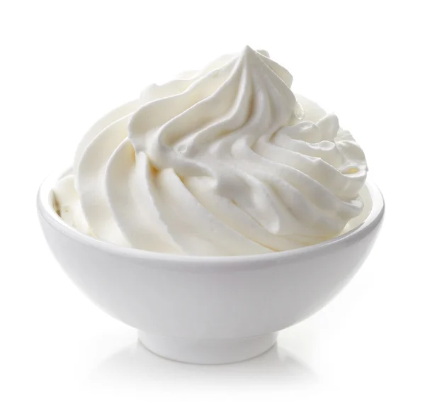 Bowl of whipped cream — Stock Photo, Image