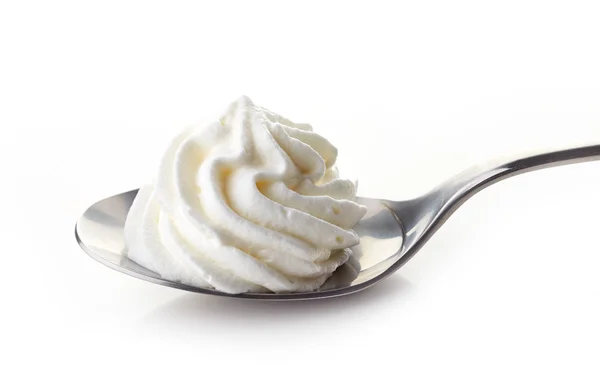 Spoon of whipped cream — Stock Photo, Image