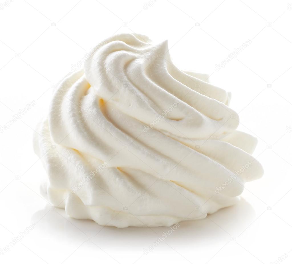 whipped cream on white background