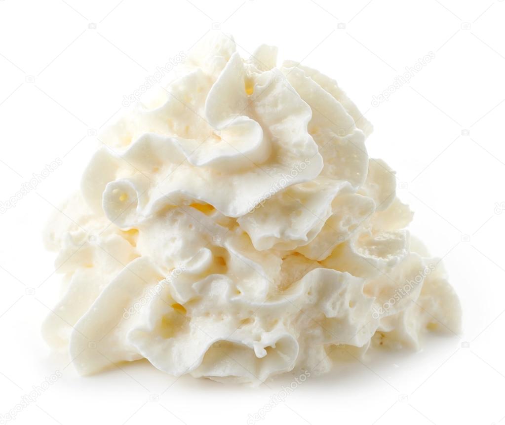 whipped cream on white background