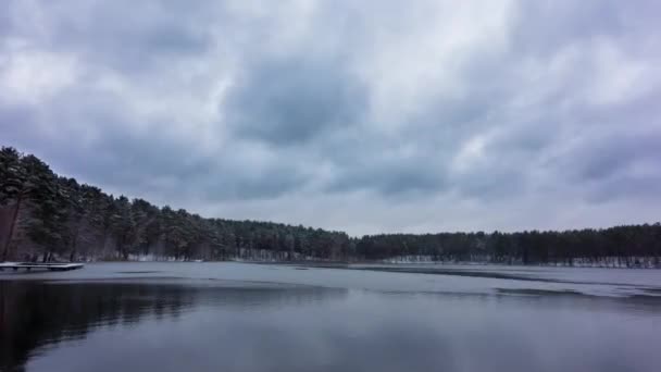 Lago d'inverno, time-lapse panoramico — Video Stock