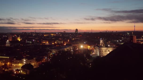 Захід Сонця Над Старим Вільнюсом Литва — стокове відео