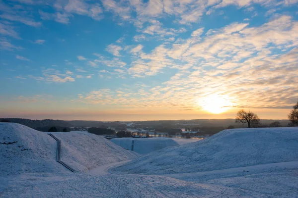 Paisagem Inverno Pôr Sol — Fotografia de Stock