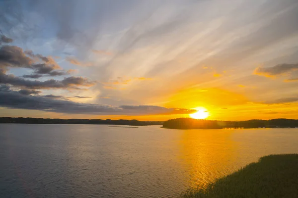 Belo Pôr Sol Lago — Fotografia de Stock