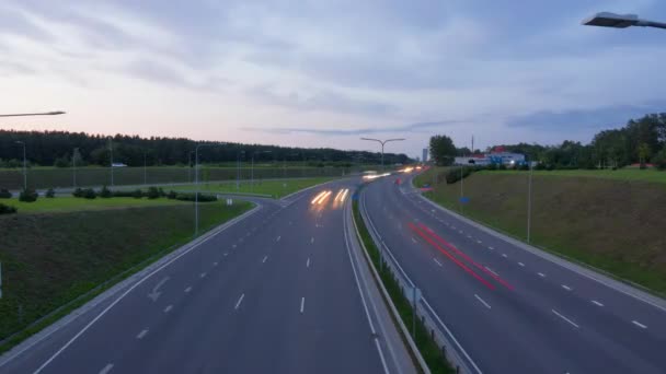 Wieczorny Ruch Autostradzie Upływ Czasu — Wideo stockowe