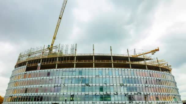 Construction of modern office buildings, time-lapse — Stock Video