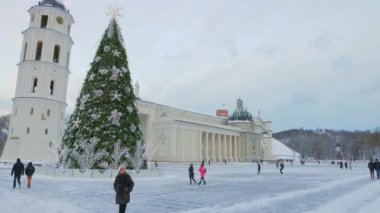 Noel ağacına Cathedral Square Vilnius, Litvanya