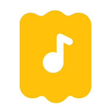 Davetiye için müzikal etkinlik bileti beyaz bir arkaplanda izole edildi