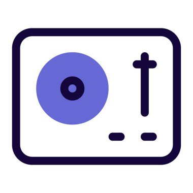 Disk jokeyi müzik enstrümanı, satır vektörü illüstrasyonu