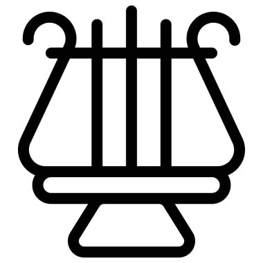 Antik arp müzik enstrümanı büyük iplerle bağlanmış.