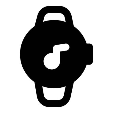 Sistemde gömülü müzik kontrolleri olan yuvarlak yüzlü akıllı adam.