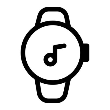 Sistemde gömülü müzik kontrolleri olan yuvarlak yüzlü akıllı adam.