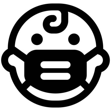 Bulaşıcı hastalıklardan korunmak için maske takan küçük bir bebek.