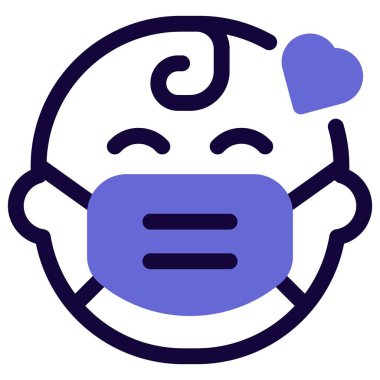 Aşk dolu bir bebek maske takıyor