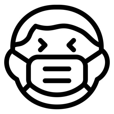 Bulaşıcı hastalıklardan korunmak için maske takmış, gözleri kapalı gülen küçük çocuk.