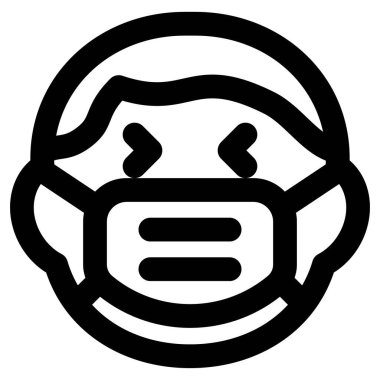 Bulaşıcı hastalıklardan korunmak için maske takmış, gözleri kapalı gülen küçük çocuk.