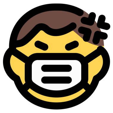 Maske takan yüzü asık küçük bir çocuk.