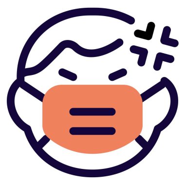 Maske takan yüzü asık küçük bir çocuk.