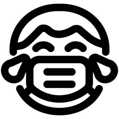 Yüzünde mutluluk gözyaşları olan çocuk hastalıklardan korunmak için maske takıyor.