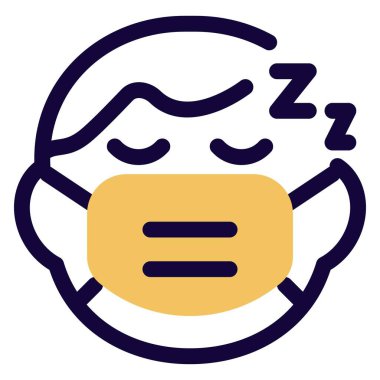 Küçük çocuk maske takarken uyuyor.