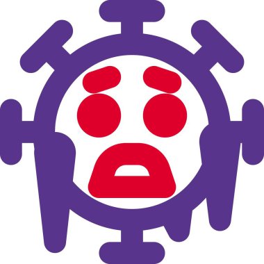 Koronavirüsün mikroskobik yapısına sahip soğuk yüz emojisi