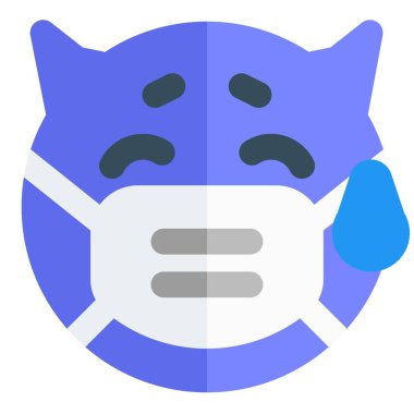 Şeytan ağlayan emoji. Koronavirüs salgını.