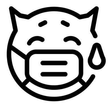 Şeytan ağlayan emoji. Koronavirüs salgını.