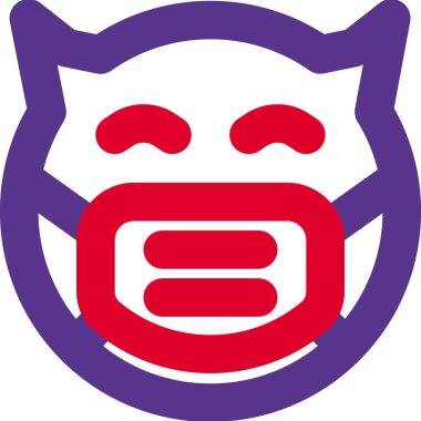 Boynuzlu şeytan emojisi maske takıyor.