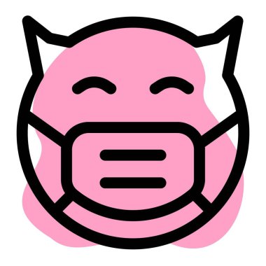 Boynuzlu şeytan emojisi maske takıyor.