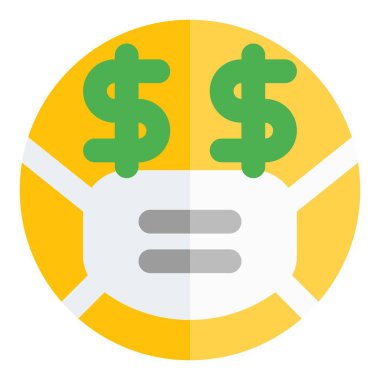 Maske takan aç gözlü ya da paralı gözlü emoji