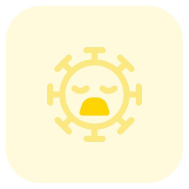 Bir koronavirüsün kapalı bir yüz ifadesiyle kaşlarını çatmak