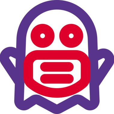 Beyaz arka planda izole edilmiş maske takan hayalet simgesi