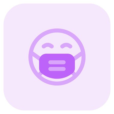 Maske takan, kaşlarını kaldırmış sırıtan emoji.