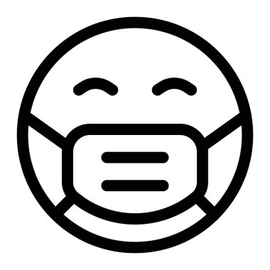 Maske takan, kaşlarını kaldırmış sırıtan emoji.