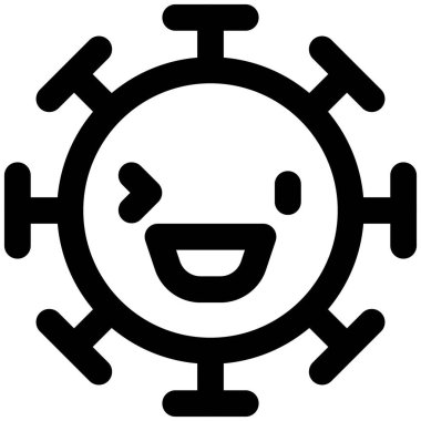 Coronavirus 'un sağ göz kırpma emojisi ifadesiyle sırıtarak.