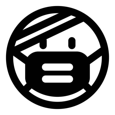 Yaralı Emoji, maskeli bandajı takıyor.