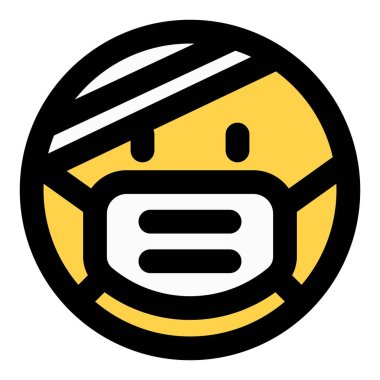 Yaralı Emoji, maskeli bandajı takıyor.
